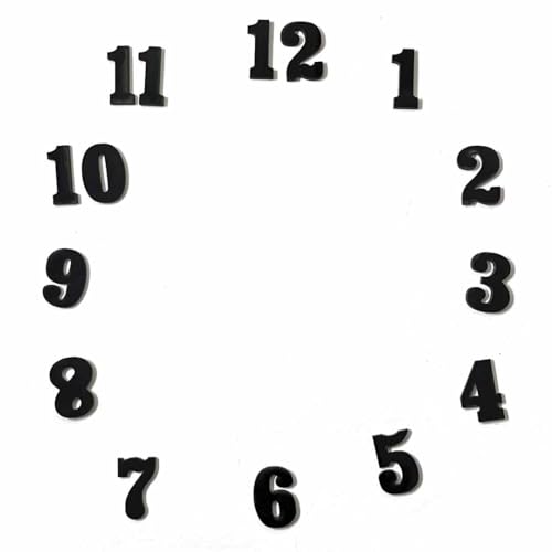 ADIKALA 1 Inch Height 2mm Acrylic Clock Number Set 1-12 for Resin Wall Clock, DIY Art & Craft Clock Accessories (Black)