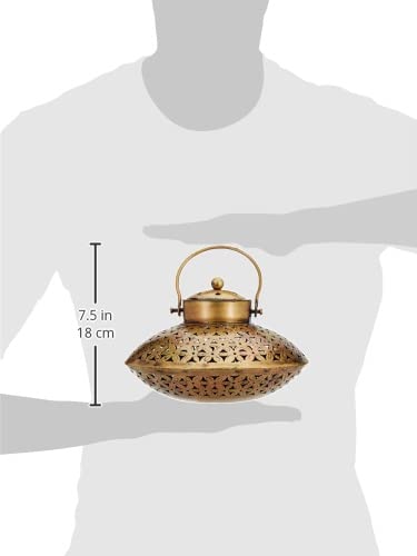 Image of Amazon Brand - Solimo Iron Degchi Doop Stand & Tealight Candle Holder for Home Decor (Netted Style), Gold