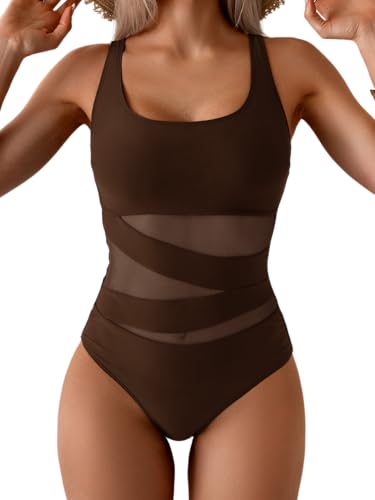 Image of B2prity Women's Mesh One Piece Swimsuit Tummy Control Sexy Bathing Suit Push Up Swim Suit Slimming Swimwear