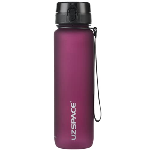 OM SUPPLIES Botella de agua deportiva con infusor de frutas, 1000 ml, sin BPA, plástico Tritan no tóxico, a prueba de fugas (rojo púrpura)