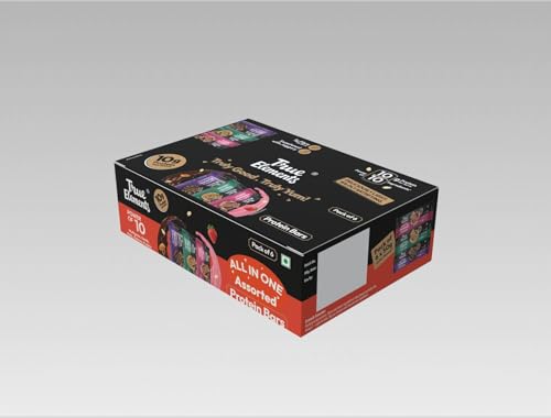 Image of True Elements All in One Flavours Protein Bar - 50g Each * Pack of 6 (300g) - 10g Protein + 7g Fibre | Strawberry , Chocolate & Almonds, Nuts | Crunchy Protein Bars | Sweetened with Jaggery | Healthy Snacks