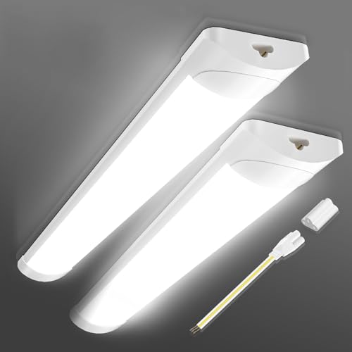 Sararoom 60W 6ft 180cm LED Batten Light, 6000LM 6500K Daylight Linkable LED Tube Light, 120° Lighting Angle, Hanging or Surface Mount Strip Light for Garage, Office, Workshop, Bedroom, Kitchen