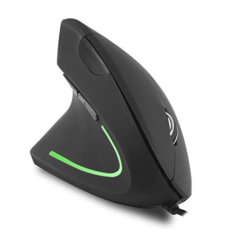 左利き用垂直マウス USB有線 左手用 大型XLサイズ 縦型 人間工学 エルゴノミクス 光学式ゲームマウス 6ボタン 800/1200/1600 DPI 呼吸LEDライト付き PC/ノートパソコン/コンピュータ用 大きな手に適用 (ブラック)