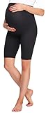 Be Mammy Damen Kurze Umstandsleggings BE20-259(Schwarz, M)