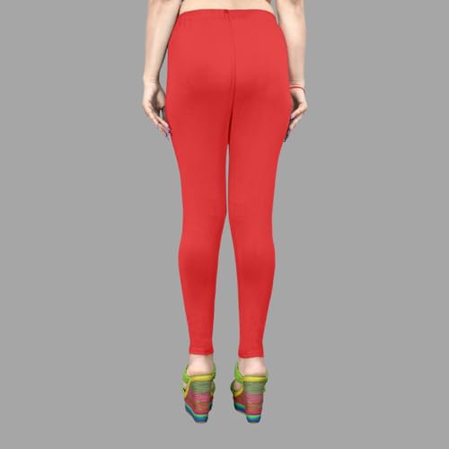 Image of Women's Solid Mid Rise Slim Fit Ankle Length Leggings - Comfortable and Stylish Yoga Pants for Workout, Running and Everyday Wear