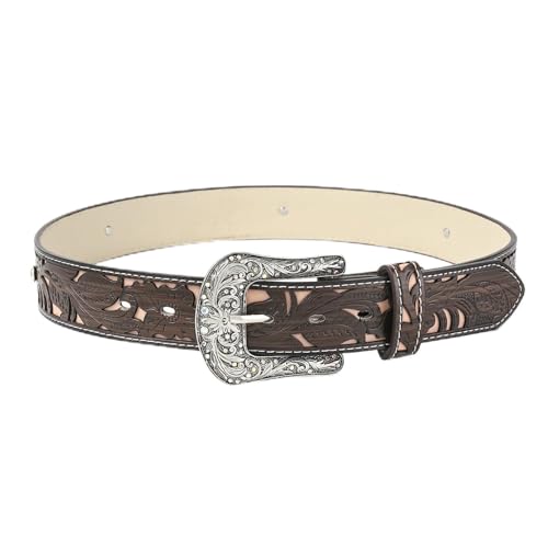 Ceinture en cuir gaufré à fleurs de haute qualité avec grande boucle cowboy