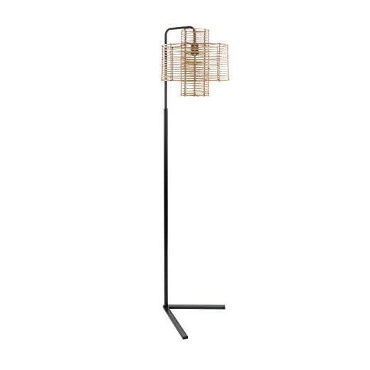 Cyndi 70" Hangover Floor Lamp with Woven Rattan Shade, Black