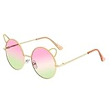 FAA'N Kids Sunglasses Boys Groovy Party Decorations Metal Cat Ears Round Girls Sunglasses Cute Gifts for Kids(Yellow)