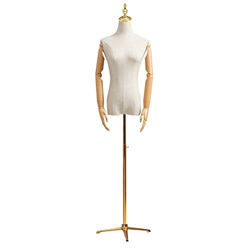 ZAQI Maniqui Costura Modista Busto Compre Medio Torso de Maniquí Femenino, Trípode de Soporte de Maniquí de Costura de Altura Ajustable y Talla Grande, para Hacer Prendas de Vestir