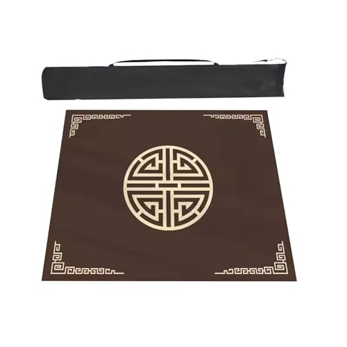 Tapete para mesa Mahjong antideslizante 70x70cm marrón miniatura 1