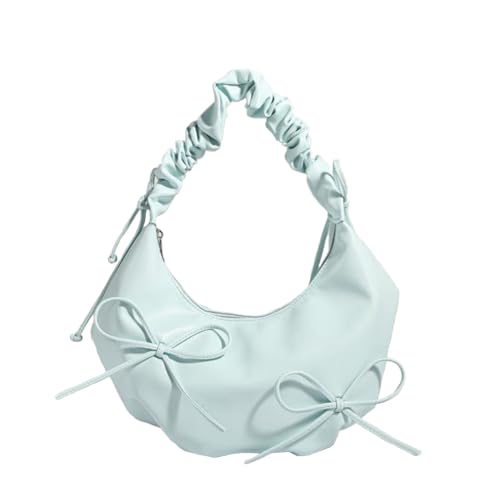Cute Bow Tie Shoulder Bag for Women, Soft PU Leather Underarm Bag Y2k Coquette Hobo Handbag Versatile Tote Purse