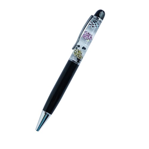 Image of Leopard Heart Ballpoint Pen Unique Floating Glitter Stationery Perfect Valentines Birthday Party Favor Gifts(Black)