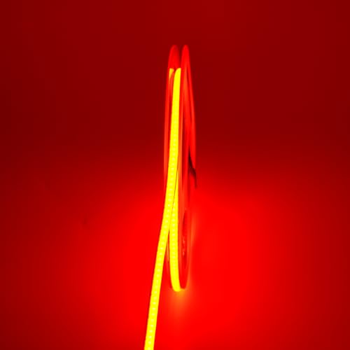 Boarda Red COB LED Strip, 12V 5mm 400LEDs/m RA90 High CRI LED Tape Light, Red Color, 16.4FT 2000LEDs IP30 for Indoor House Kitchen Room Decor