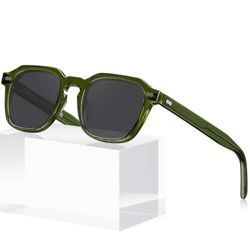 CARFIA Retro Square Polarized Sunglasses with UV400 Protection