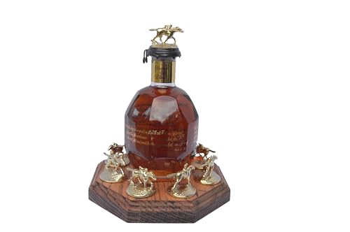 Elite Wine Racks Lighted Octagon Display for Blantons Horse Cork Stoppers- Choice of Several Woods and Finishes- Blantons- Buffalo Trace (English Chestnut)