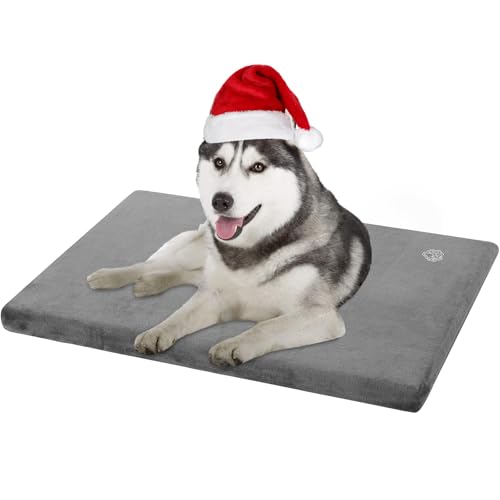 EMPSIGN Cama para Perros Grande, Colchón Perro Lavable y Desenfundable, Cojín Perro Impermeable de Doble Cara (frío y Calor), Almohadilla de Perro de Espuma de Alta Densidad, Gris, L, 89x56x7.6cm
