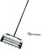 Podoy Grass Aerator Lawn Rolling Heavy Duty Roller Home Grass Steel 50-in Handle Metal Green Push Tine Soil Outdoor 18-inch