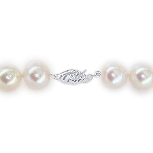 14K White Gold & Round White Freshwater Cultured Pearl 4Mm-9Mm Graduated 18" Strand Princess Choker Necklace With Fishhook Clasp #TOP5