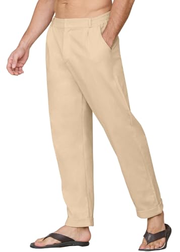 Yutdeng Pantalón Chino Ajustado con Cintura Elástica, Ligero y Casual Largo con Hebilla