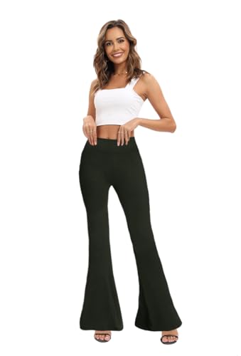 Image of WSPLYSPJY Women's Print Stretch Bell Bottom Flare Palazzo Pants Trousers