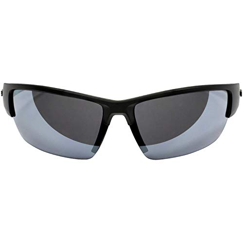Image of Raze Eyewear Checkmate Sports Sunglasses Black Matte Frame UV400 Glasses with Blue Accents & Smoke Lens