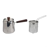 Vibsky Fritteuse aus Edelstahl, Walnussholzgriff, 1,5 l, 2,0 l Fassungsvermögen, mit Ölfiltersystem, für die Küche zu Hause