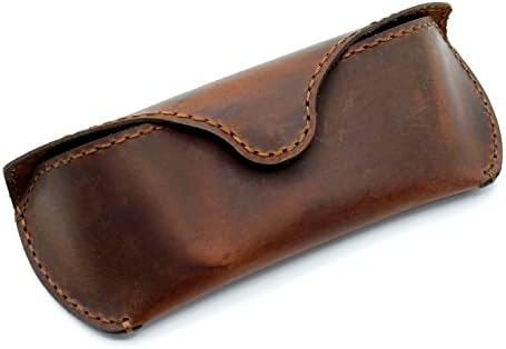 MyMesken Leather Glasses Case -Eyeglass Case - Sunglass Case - Genuine Leather Slim Glasses Case for Men and Women- Protects, Sunglasses, Eyeglasses Pouch, Reading Glasses, Protective Holder- Brown