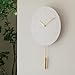 mooas Flatwood Wall Clock Pendulum White,12
