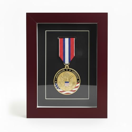 YFPIXA 6x8 Single Medal Display Case Mahogany Finish