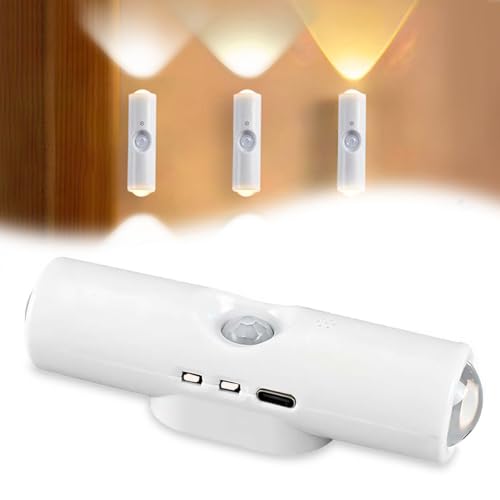 NIUAWASA 3 Pezzi Applique da Parete con Sensore di Movimento, 3 Colori Senza Fili Luce Notturna Interna Ricaricabile 3 Modalità Lampada da Parete a LED su e Giù per Scale Armadio Camera da Letto