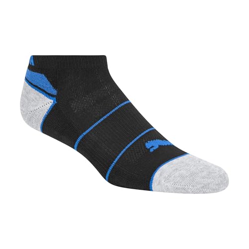 PUMA Pacote com 8 meias de cano baixo para crianças, Preto/vermelho, 7-8.5