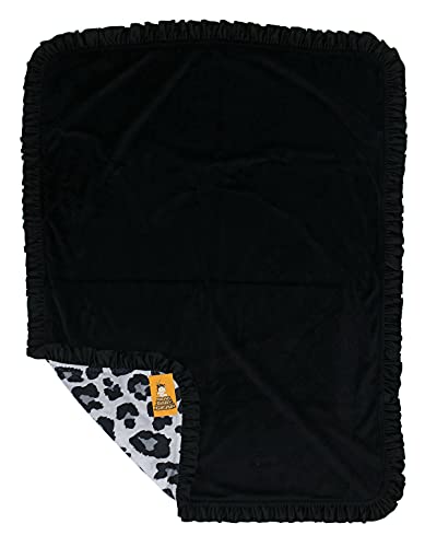 Image of Dear Baby Gear - Reversible Baby Blankets - Soft Nursery Blanket for Newborn - Toddler Blankey - Throw Blanket for Boys & Girls - Infant Blankets - 43x33 (Black and Gray Leopard w /Ruffles)