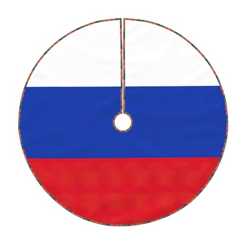 Russian Flag Print Farmhouse Style Xmas Tree Skirt,for Christmas,New Year and Other Annual Celebrations