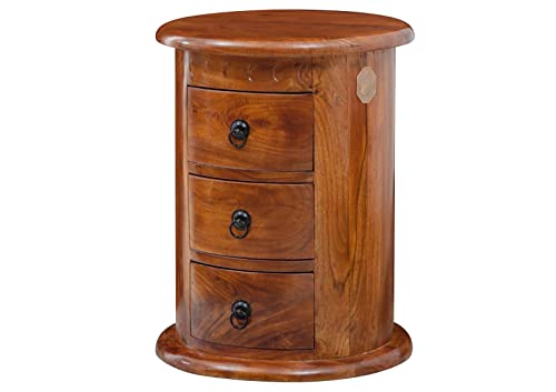 MASSIVMOEBEL24.DE Commode Ronde - Bois Massif d'acacia laqué (Miel) - Oxford #0337