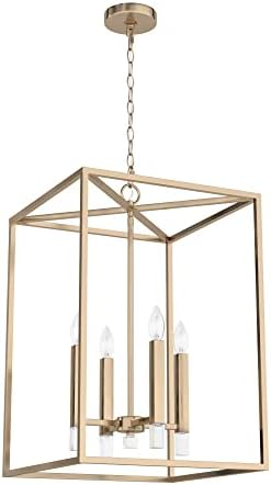Hunter - Sunjai 4-Light Alturas Gold, Formal Style, Dimmable, Medium Size Pendant Light for Bedrooms, Kitchens, Dining, Living Rooms - 19990