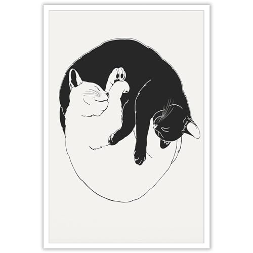 Décoration murale chats Yin et Yang pour harmoniser un espace de vie contemporain