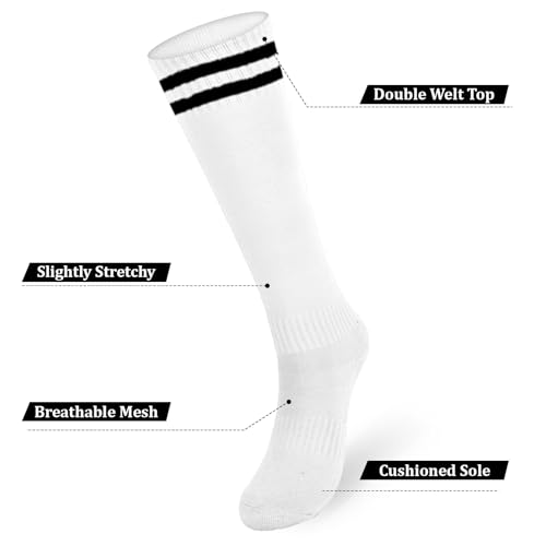 3 Pairs Baseball Socks Softball Knee-High Athletic Socks Casual Stripes Tube Socks for Youth Men and Women4