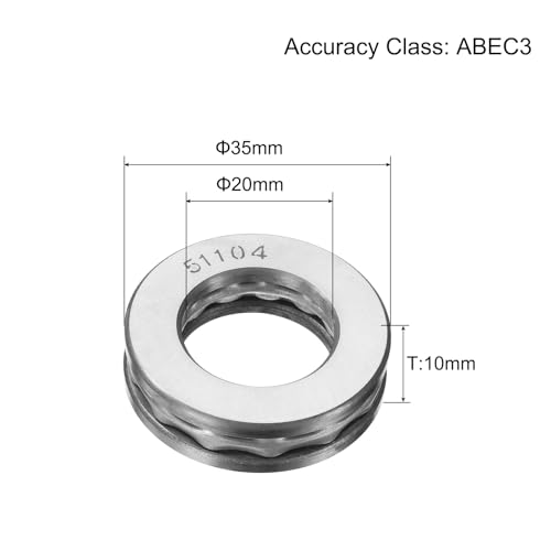 QUARKZMAN 3 Stück Kugellager 51104 Axiallager 20 x 35 x 10mm Axialkugellager Einreihig, Chromstahl (ABEC3)