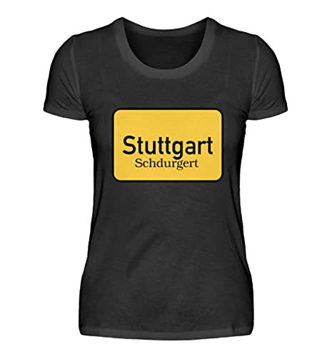 T-shirt Stuttgart femme noir M Generisch top manches courtes col rond