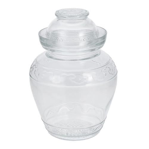 GARVALON Barattolo in Vetro per Sottaceti da Cucina Contenitore Ermetico Trasparente in Vetro Borosilicato Resistente al Calore Vaso per Fermentazione e Conservazione Alimenti Superficie
