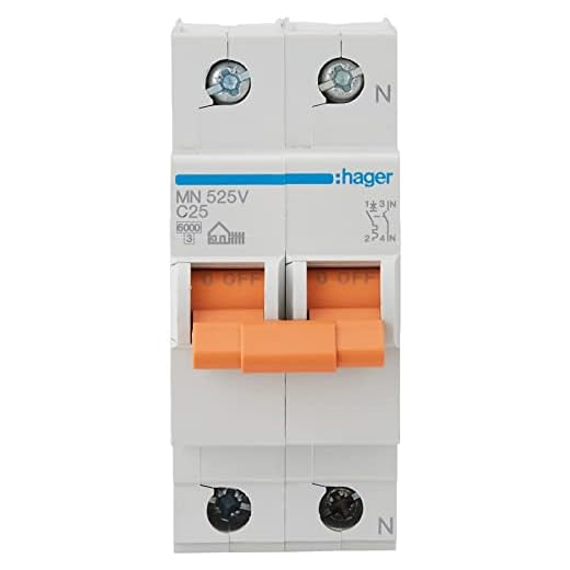 Hager M144699 - Magnetotermico 1 polo + neutro naranja 25a