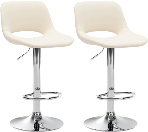 CLP Lot de 2 tabourets de Bar Camden I recouverts de Similicuir, Couleur:crème, Matériel du...