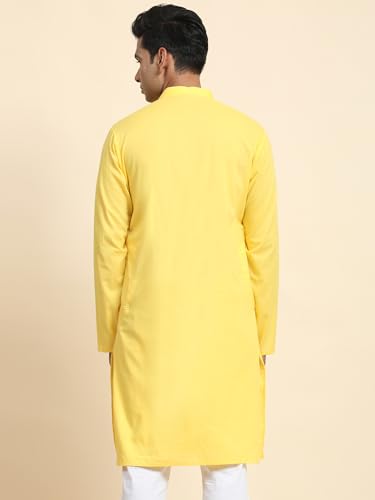 Image of Men's Cotton Solid Dress Long Kurta Regular Fit Casual