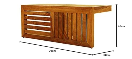 Image of Jangid Handicraft Solid Sheesham Wood Coffee Table with 2 Stool | Rectangle Sofa Centre Table with Stool | Tea Center Table with 2 Stools for Living Room | Patio Teapoy Table with Two Puffy, Teak