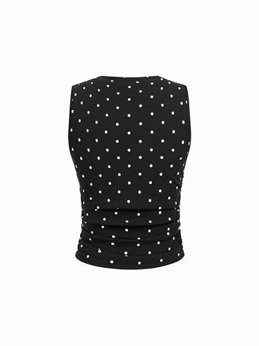 Image of CIDER Womens Tank Tops Sleeveless High Neck Ruched Crop Tops Going Out Casual Basic Ribbed Shirt Summer Fashion Clothing