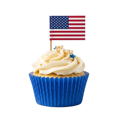 Restaurantware Flag Food Picks 100 Pack of American Flag Food Picks Double-Sided Food-Safe Decorative Cocktail Party Countries Toothpicks 2.5 x 1.3 Inches