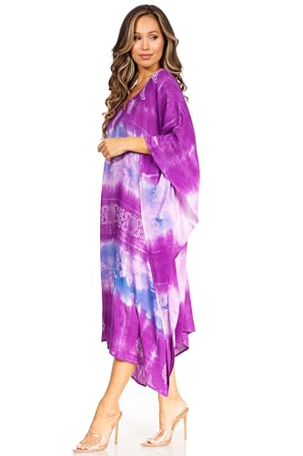 Sakkas Clementine Second Women's Tie Dye Caftan Dress/Cover Up Beach Kaftan Boho3