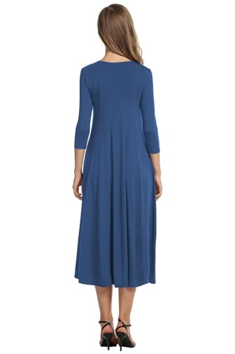 Image of HOTOUCH Women's 3 /4 Sleeve A-line and Flare Midi Long Dress