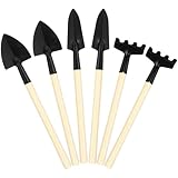 Toyvian 6Pcs Small Garden Tools, Miniature Gardening Rake Trowel and Shovel, Mini Garden Tools Kit for Seedling Soil,Houseplent,Terrariums and Planting