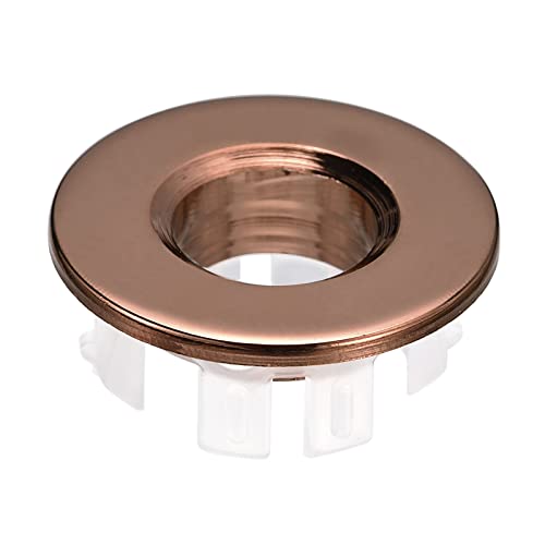 QUARKZMAN Fregadero Moldura Rebosadero Cubierta, Fregadero Rebosadero Anillos 25,3mm Baño Cocina Lavabo Drenaje Tapa Agujero Insertables Redondas Tapas, Rose Oro
